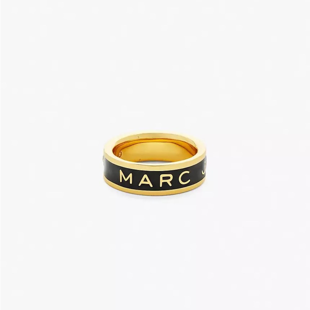 Marc Jacobs Black and Gold Logo Ring